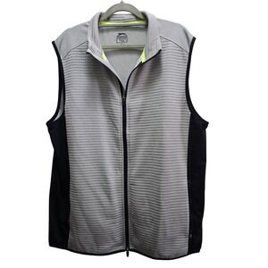 Slazenger Golf Mens Full Zip Vest Grey Black Ribbed Performance Layer Large